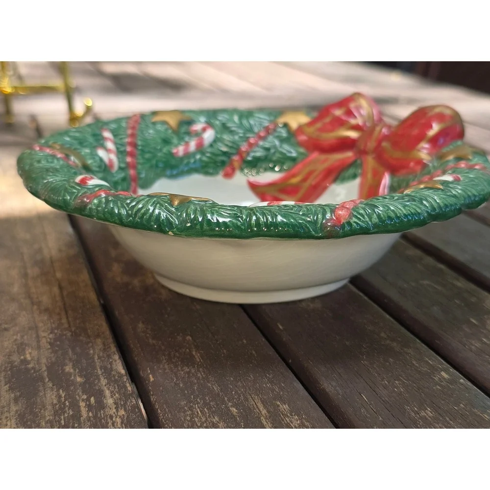 Fitz‎ and Floyd Essentials Christmas Wreath Ceramic 7